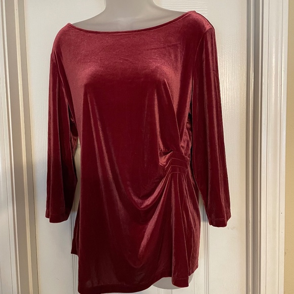 Jones New York Tops - Jones New York red velvet holiday shirt blouse, size L